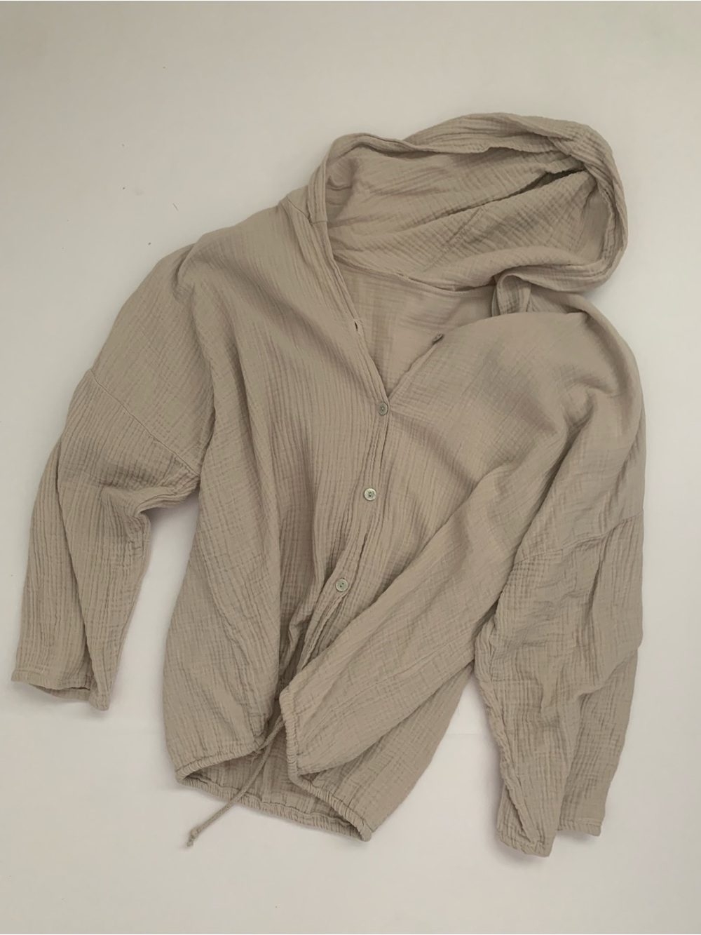 Women’s  Gauze Button-Up Hooded Jacket made in Italy